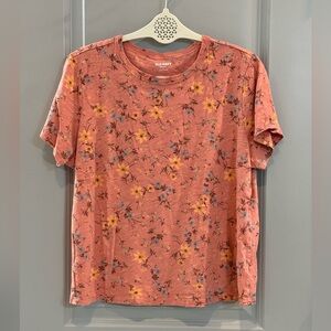 Old Navy Rose Coral Floral Short Sleeve Tee